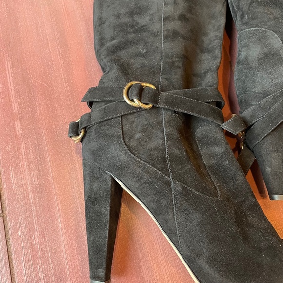 Loeffler Randall tall suede boots with ankle strap - Picture 5 of 8